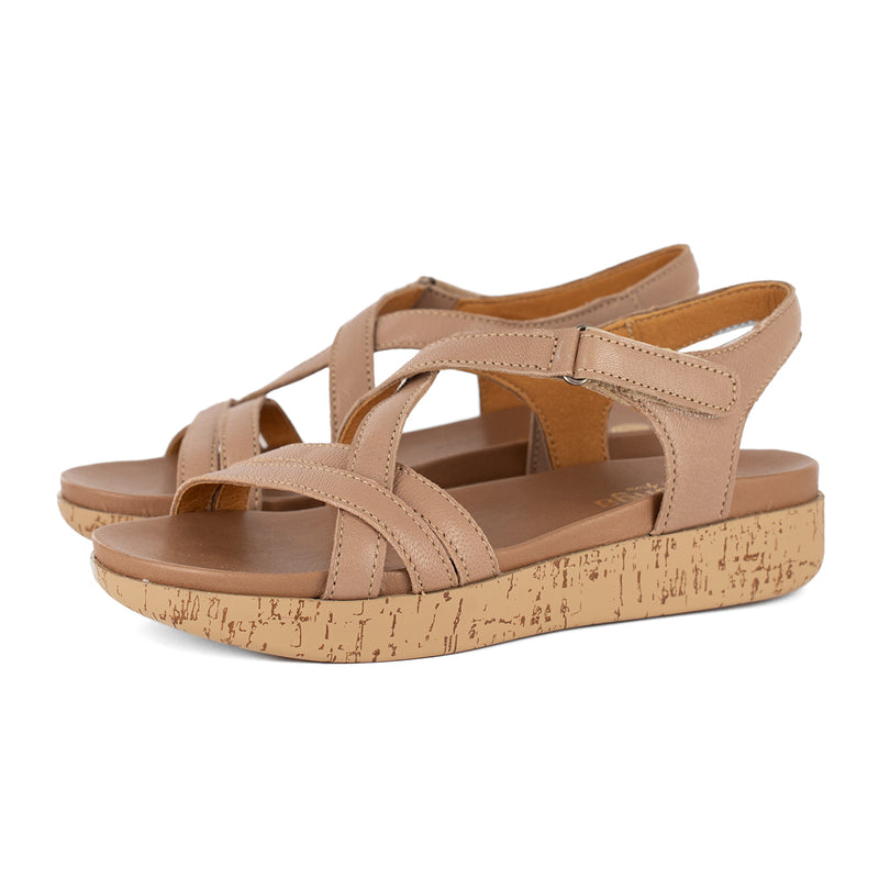 Luanda : Ladies Leather Sandal in Timber Cayak