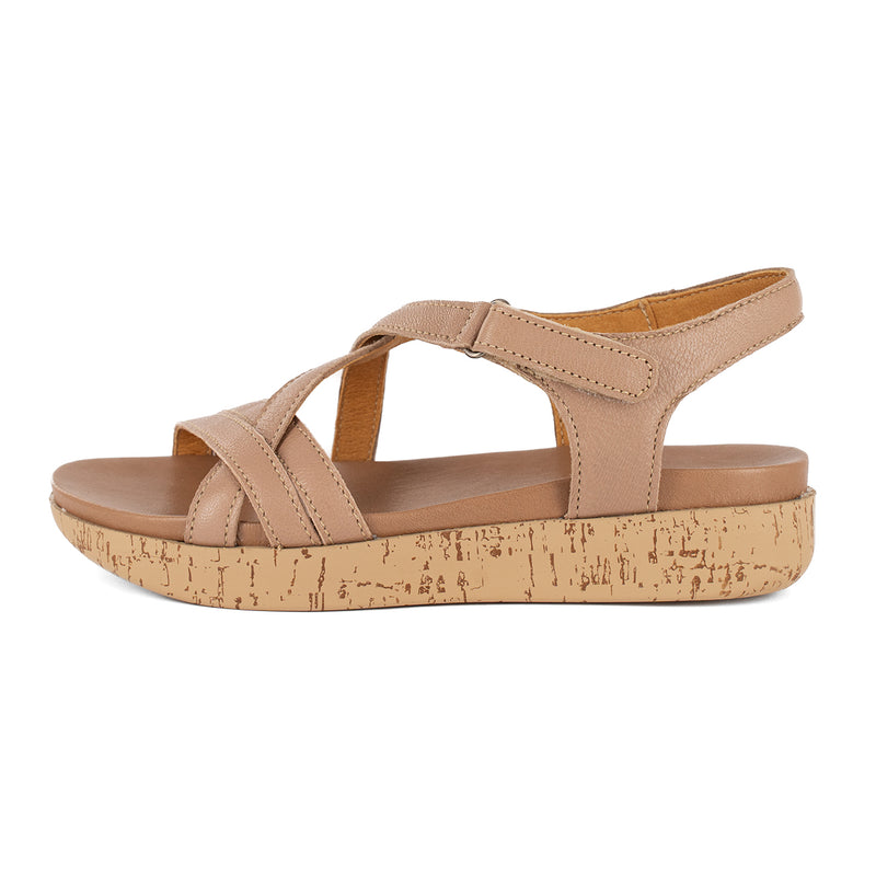 Luanda : Ladies Leather Sandal in Timber Cayak