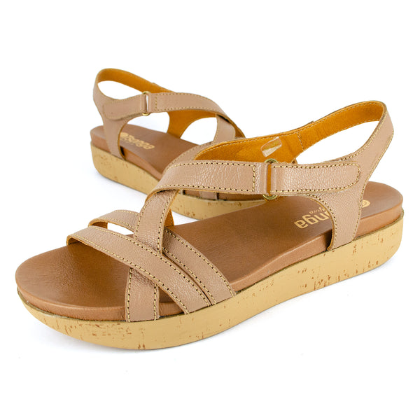 Luanda : Ladies Leather Sandal in Timber Cayak