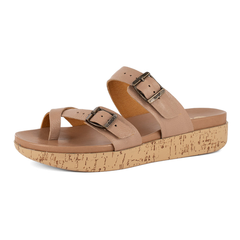 Ashmun : Ladies Leather Sandal in Timber Cayak