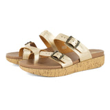 Ashmun : Ladies Leather Sandal in Gold Cow Foil