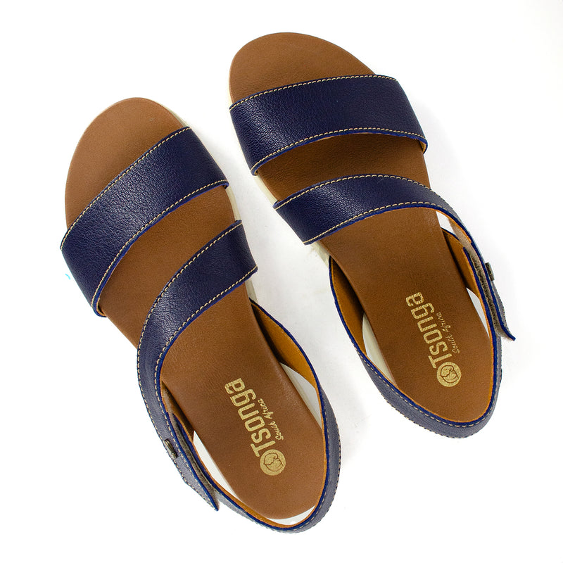 Otavi : Ladies Leather Sandal in Marine Cayak