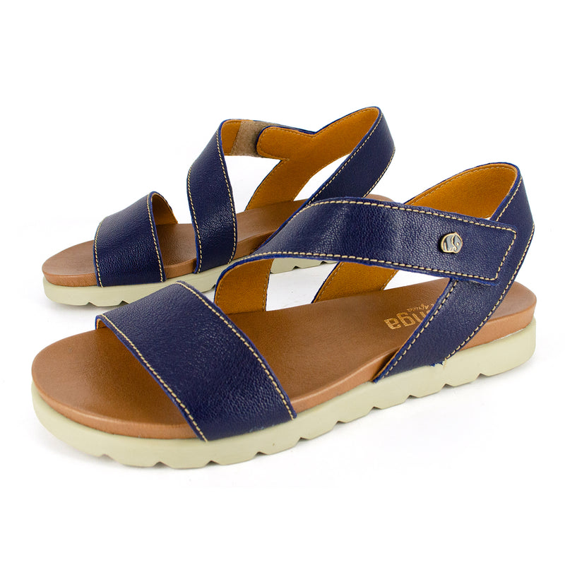 Otavi : Ladies Leather Sandal in Marine Cayak