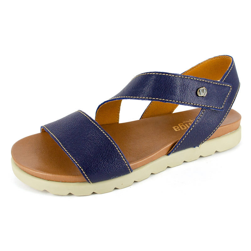 Otavi : Ladies Leather Sandal in Marine Cayak