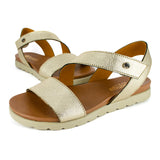 Otavi : Ladies Leather Sandal in Platino Metal Grain