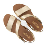 Otavi : Ladies Leather Sandal in Platino Metal Grain