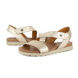 Otavi : Ladies Leather Sandal in Platino Metal Grain