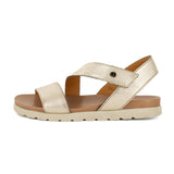 Otavi : Ladies Leather Sandal in Platino Metal Grain