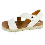 Otavi : Ladies Leather Sandal in White Cayak