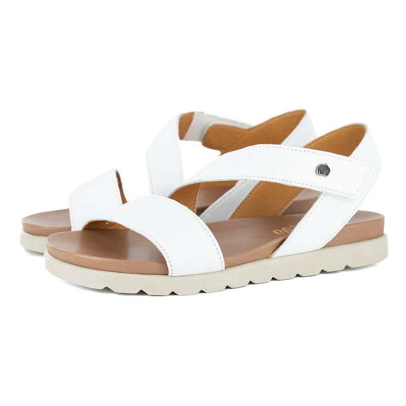 Otavi : Ladies Leather Sandal in White Cayak