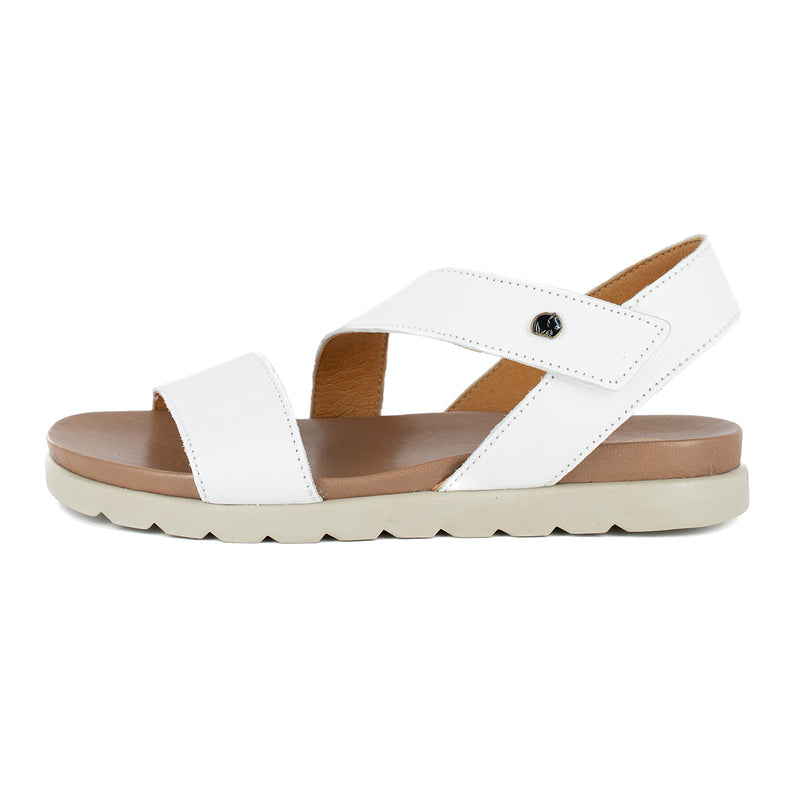 Otavi : Ladies Leather Sandal in White Cayak