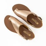 Madalitso : Ladies Leather Sandal in Gold Metallic