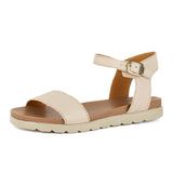 Shebelle : Ladies Leather Sandal in Cream Cayak