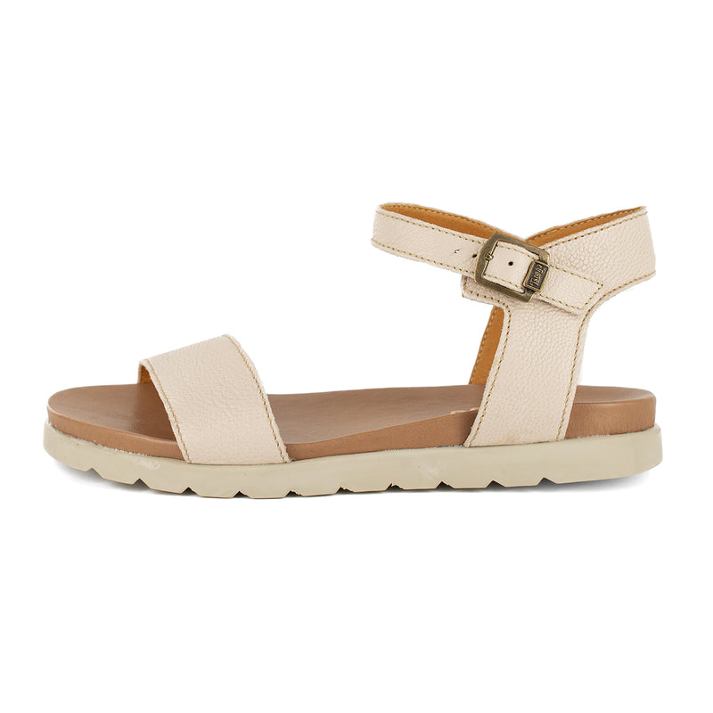 Shebelle : Ladies Leather Sandal in Cream Cayak