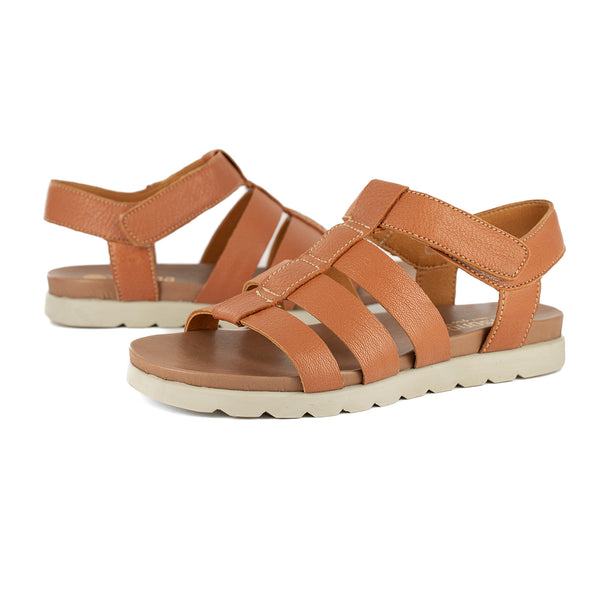 Makueni : Ladies Leather Sandal in Oak Cayak