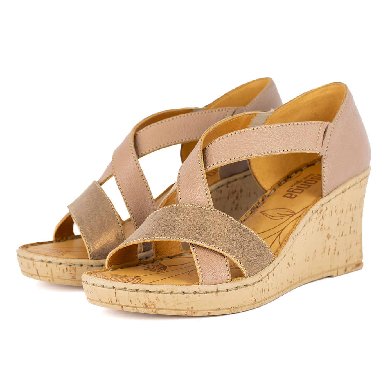 Ekundayo : Ladies High-Heeled Leather Sandal in Timber Cayak & Beige S ...