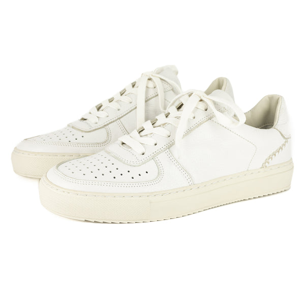 Conakry : Ladies Leather Sneaker in White Cayak