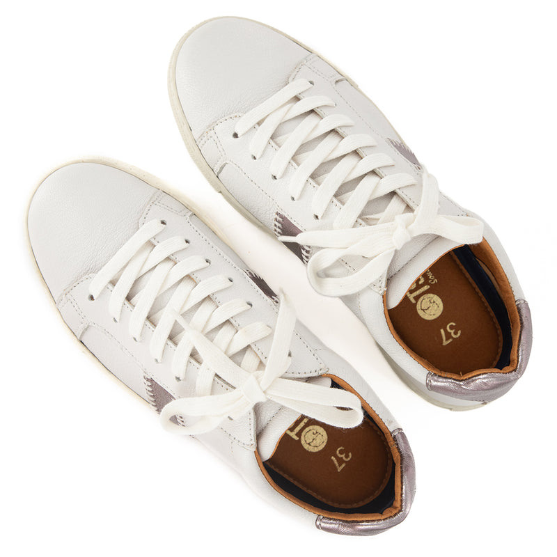 Tripoli : Ladies Leather Sneaker in White Cayak Blush Galaxy