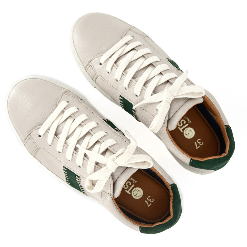 Tripoli : Ladies Leather Sneaker in Cream Cayak Pine Velutto