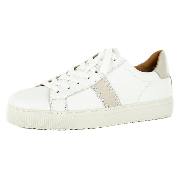Tripoli : Ladies Leather Sneaker in White & Cream Cayak