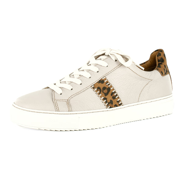 Tripoli : Ladies Leather Sneaker in Cream Cayak & Spotted Lisoto