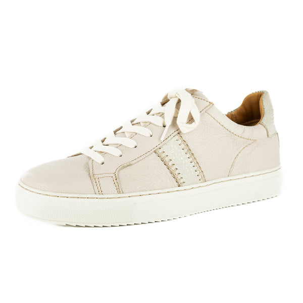 Tripoli : Ladies Leather Sneaker in Cream Cayak & Stone Brillo