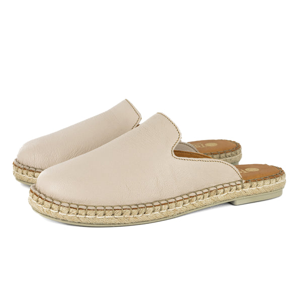 Ukubasa : Ladies Leather Slip-on Espadrille in Cream Cayak