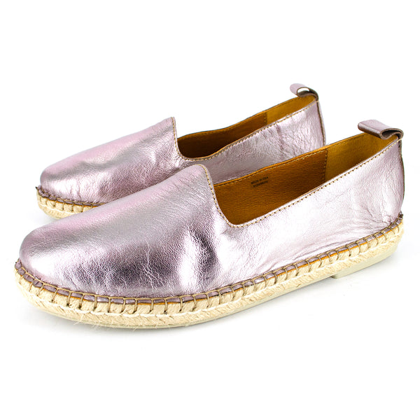 Indzima : Ladies Leather Espadrille Shoe in Blush Galaxy