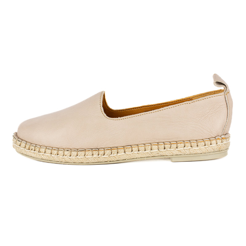Online Exclusive Outlet Indzima : Ladies Leather Espadrille Shoe in Gravel Vintage