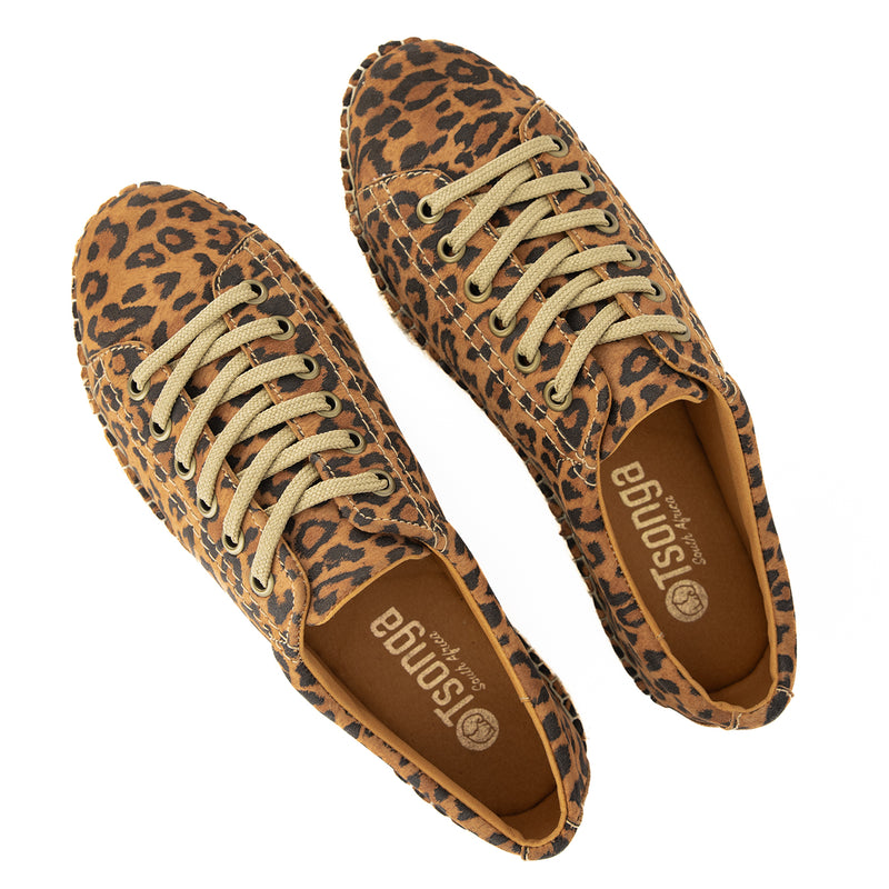 Yebo : Ladies Leather Espadrille Sneaker in Spotted Lisoto