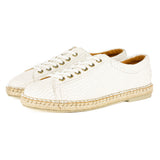 Yebo : Ladies Leather Espadrille Sneaker in White Coco Lux