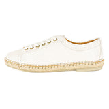 Yebo : Ladies Leather Espadrille Sneaker in White Coco Lux