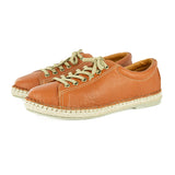 Yebo : Ladies Leather Espadrille Sneaker in Oak Cayak