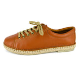 Yebo : Ladies Leather Espadrille Sneaker in Oak Cayak