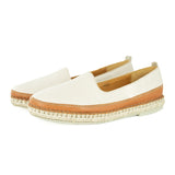 Pongola : Ladies Leather Espadrille Shoe in Cream and Oak Cayak