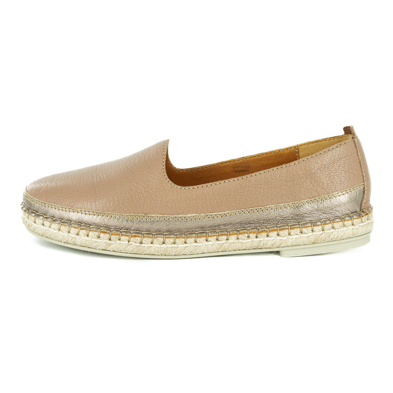 Pongola : Ladies Leather Espadrille Shoe in Timber Cayak and Sabbia Galaxy