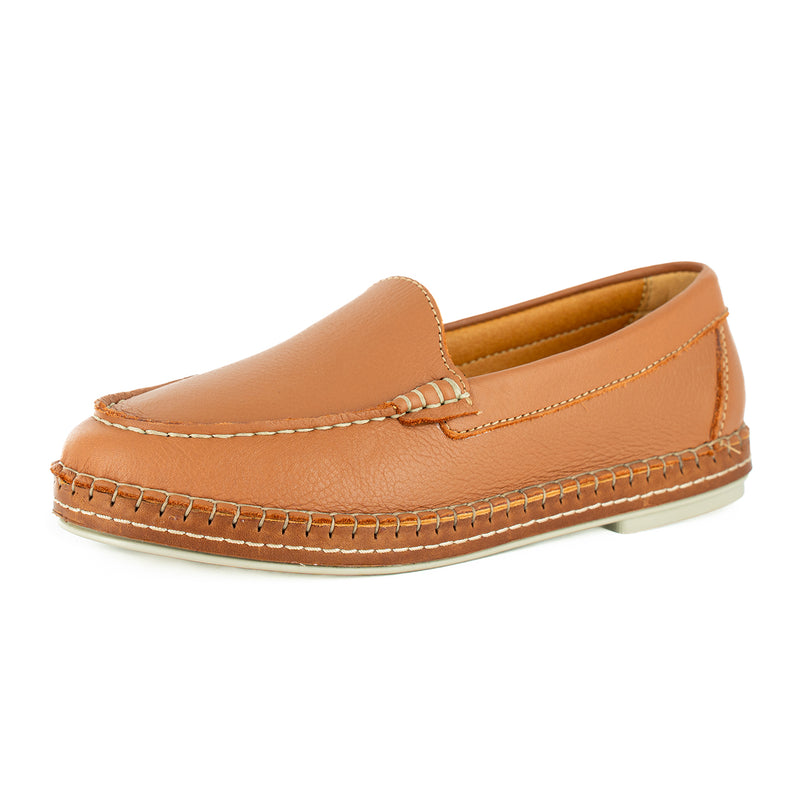 Sheshego : Ladies Leather Espadrille Shoe in Oak Natan