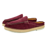 Lebowa : Ladies Leather Mule in Burgandy Velour Suede