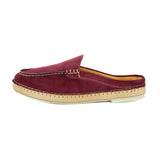 Lebowa : Ladies Leather Mule in Burgandy Velour Suede