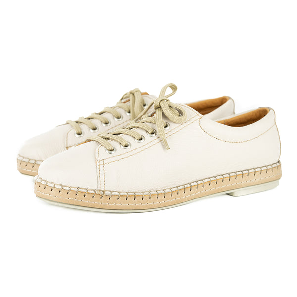 Naledi : Ladies Leather Sneaker in Cream Cayak