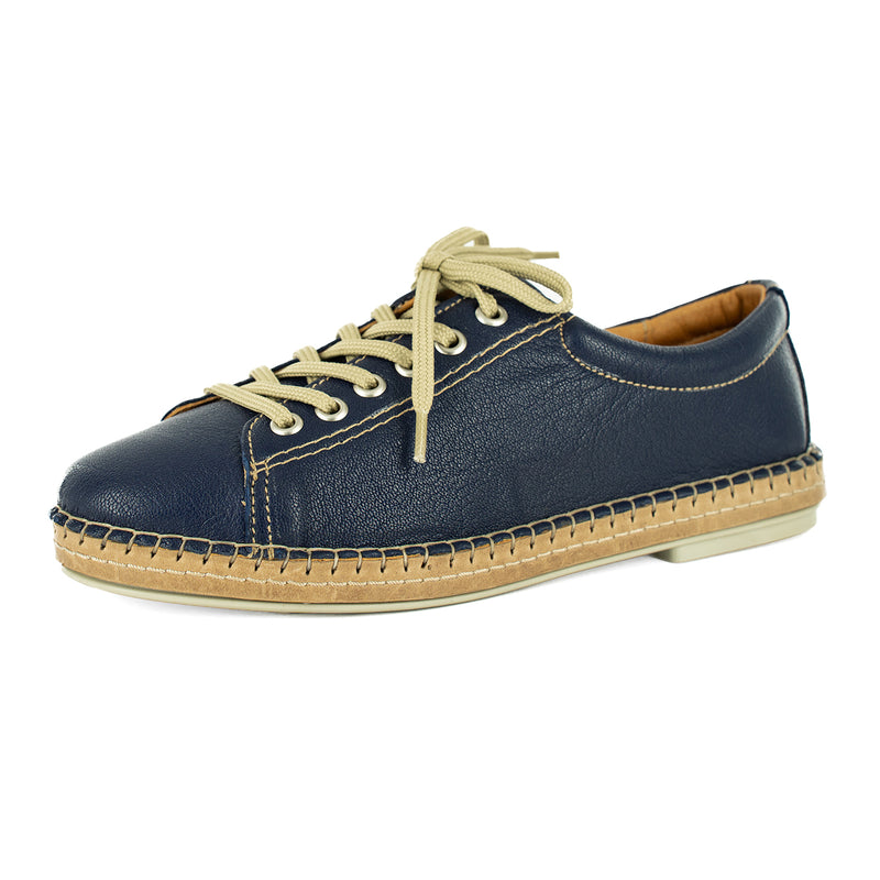 Naledi : Ladies Leather Sneaker in Marine Cayak