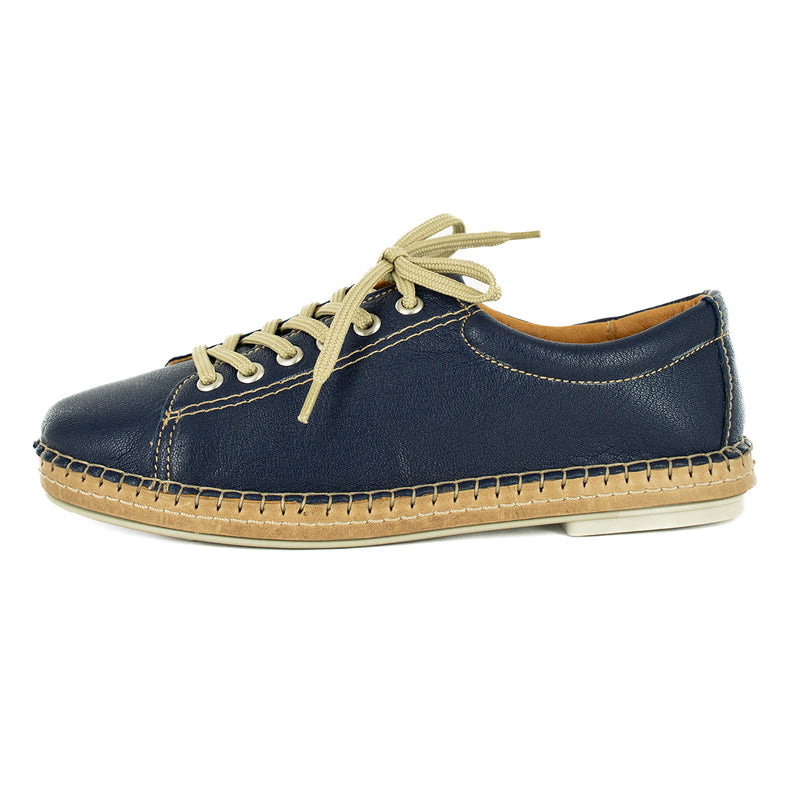 Naledi : Ladies Leather Sneaker in Marine Cayak