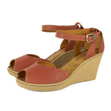 Wanyaza : Ladies Leather High-Heel Wedge Sandal in Burnt Pietra