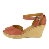 Wanyaza : Ladies Leather High-Heel Wedge Sandal in Burnt Pietra