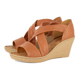 Lekuza : Ladies High-Heeled Leather Sandal in Oak Cayak