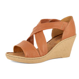 Lekuza : Ladies High-Heeled Leather Sandal in Oak Cayak