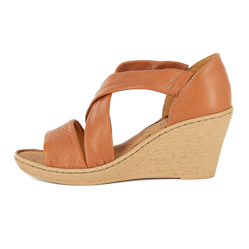 Lekuza : Ladies High-Heeled Leather Sandal in Oak Cayak