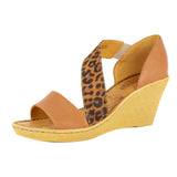 Nompempe : Ladies Leather High-Heel Sandal in Oak Cayak & Spotted Lisoto