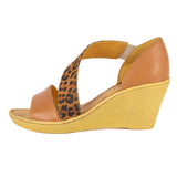 Nompempe : Ladies Leather High-Heel Sandal in Oak Cayak & Spotted Lisoto