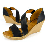 Nompempe : Ladies Leather High-Heel Sandal in Black Relaxa